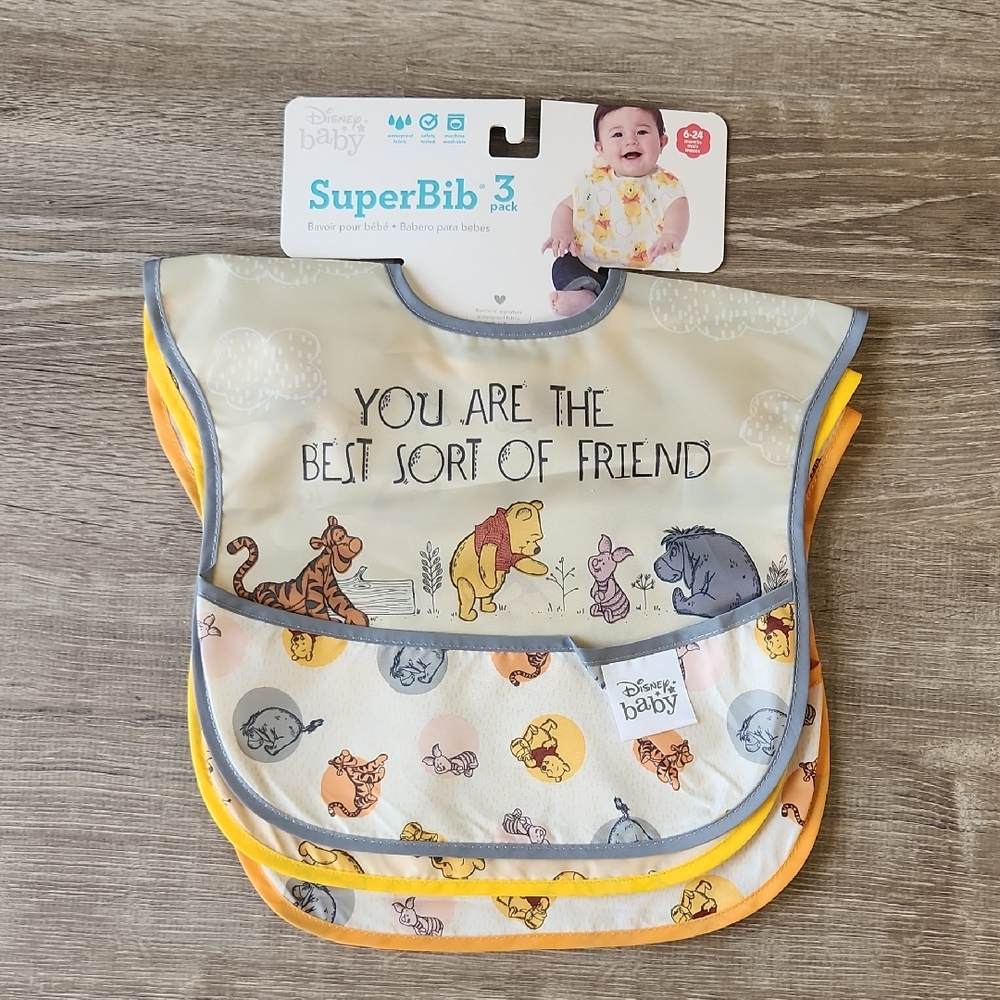 SuperBib 3 Pack: Pooh Bear and Friends NWT